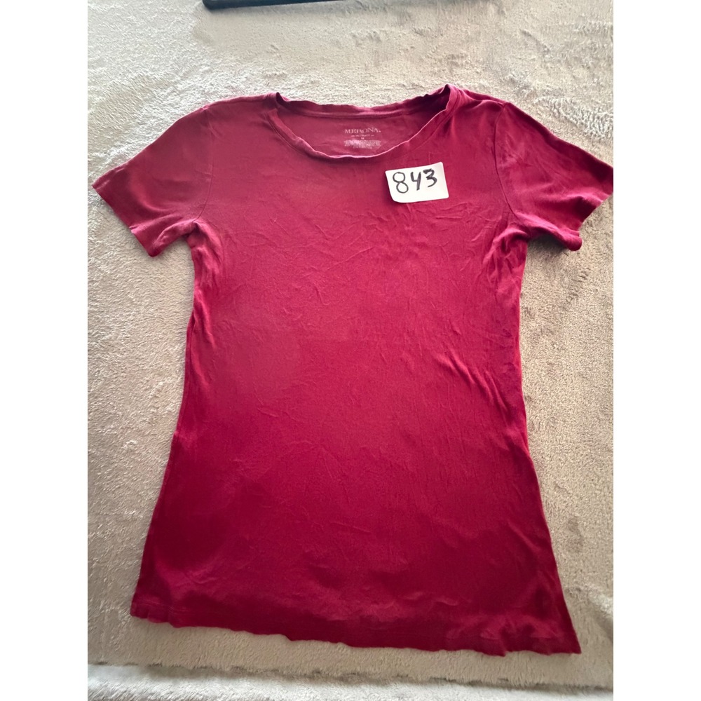 Merona T-Shirt Womens Medium Red Cotton Short Sleeve Crew Neck Tee
